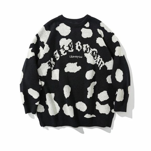 men's sweaters mens hip hop streetwear harajuku sweater vintage japanese style milk jacquard loose knitted 2021 autumn acrylic pullover, White;black
men's sweaters mens hip hop streetwear harajuku sweater vintage japanese style milk jacquard loose knitted 2021 autumn acrylic pullover, White;black
