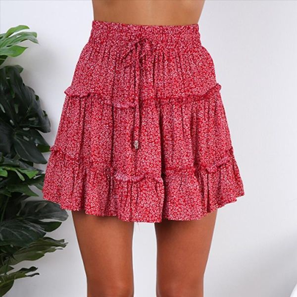 women summer skirt casual bohemian high waist ruffled floral print beach short skirt faldas mujer moda 2020, Black
women summer skirt casual bohemian high waist ruffled floral print beach short skirt faldas mujer moda 2020, Black