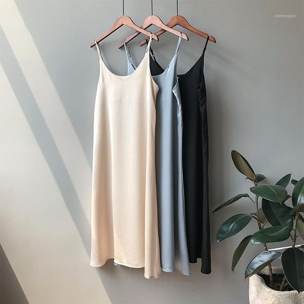 spring summer 2021 woman tank dress casual satin camisole elastic female home beach dresses v-neck camis dress1, Black;gray
spring summer 2021 woman tank dress casual satin camisole elastic female home beach dresses v-neck camis dress1, Black;gray