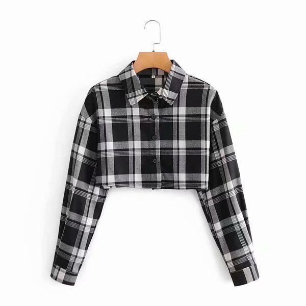 2021 new streetwear women black plaid shirts 2021 fashion ladies down collar female button short blouses 00pf, White
2021 new streetwear women black plaid shirts 2021 fashion ladies down collar female button short blouses 00pf, White