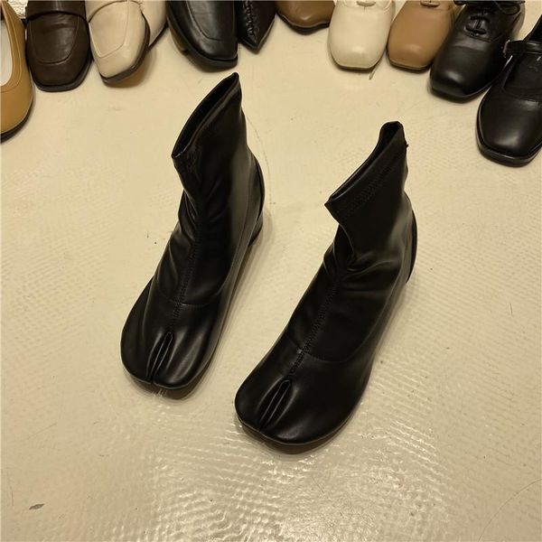 split toe fashion boots women solid round toe stretch short booties soft pu leather shoes chunky med high heels motorcycle botas, Black
split toe fashion boots women solid round toe stretch short booties soft pu leather shoes chunky med high heels motorcycle botas, Black