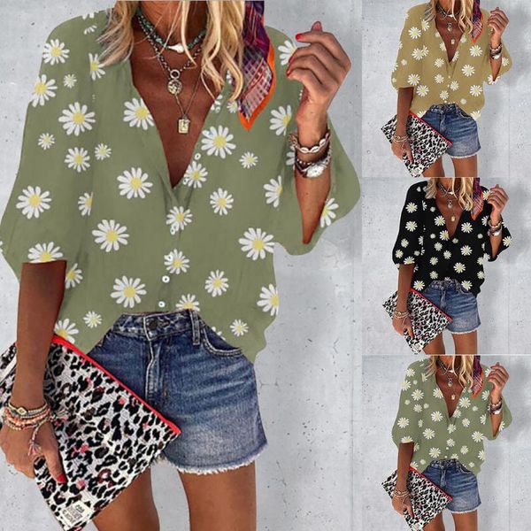 chemisier femme womens fashion 2021 summer women fashion v neck floral printed 3/4 sleeve shirt button loose blouse @45, White
chemisier femme womens fashion 2021 summer women fashion v neck floral printed 3/4 sleeve shirt button loose blouse @45, White