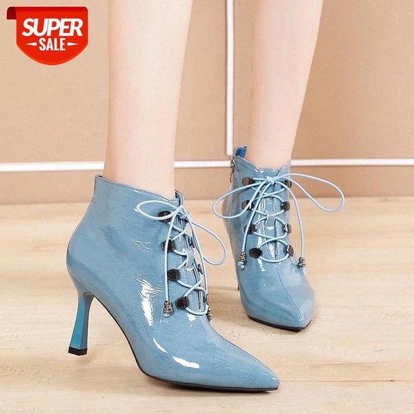 lucyever elegant pointed toe women shoes high heels boots fashion lace up patent leather woman ankle boots office shoes female #uc3o, Black
lucyever elegant pointed toe women shoes high heels boots fashion lace up patent leather woman ankle boots office shoes female #uc3o, Black