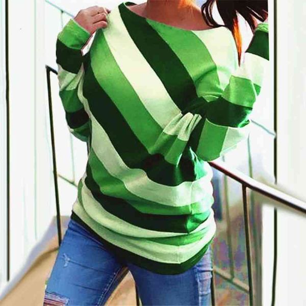 Women Stripes T Shirt Autumn O Neck Long Sleeve Gradual Color Diagonal Print Slim Fashion Woman Top, White 
Women Stripes T Shirt Autumn O Neck Long Sleeve Gradual Color Diagonal Print Slim Fashion Woman Top, White