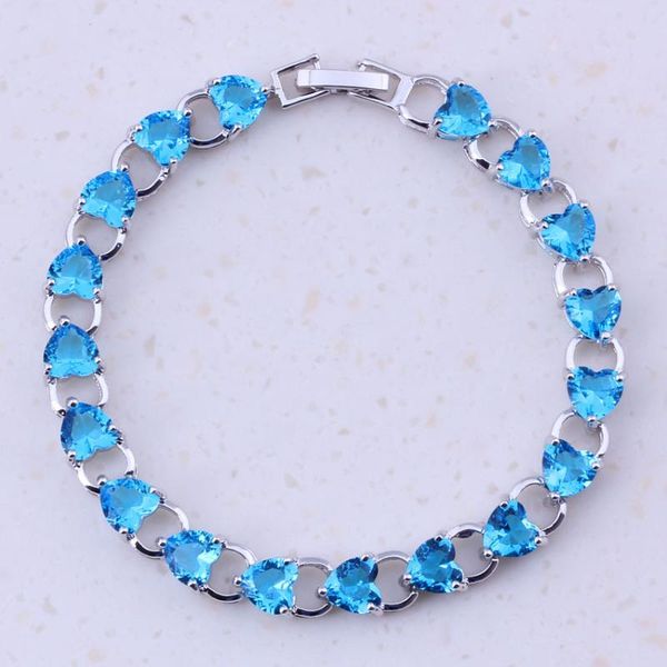 link, chain love heart sky blue crystal silver color fashion charm bracelets for women wedding party trendy jewelry d0042, Black
link, chain love heart sky blue crystal silver color fashion charm bracelets for women wedding party trendy jewelry d0042, Black