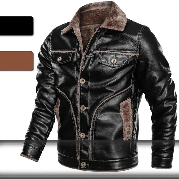 men's motorcycle leather jacket winter warm wool jackets casual men coat turn down collar pu jacket overcoats brand clothing, Black;brown
men's motorcycle leather jacket winter warm wool jackets casual men coat turn down collar pu jacket overcoats brand clothing, Black;brown