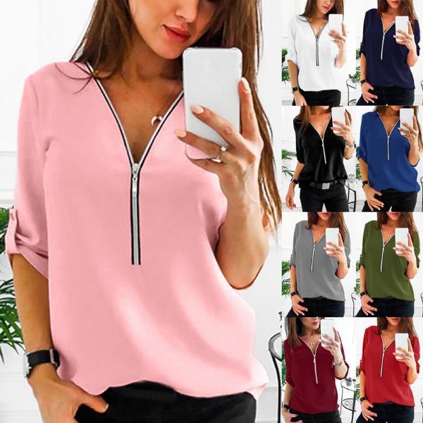 plus size fashion chiffon blouse shirt zipper v-neck tee casual autumn ladies female women long sleeve blusas pullover1, White
plus size fashion chiffon blouse shirt zipper v-neck tee casual autumn ladies female women long sleeve blusas pullover1, White