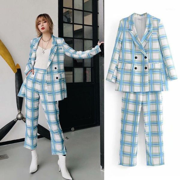 spring vintage women's pant suits double breasted long sleeve office blazer jacket and nine pants sets plaid 2 piece set women1, White
spring vintage women's pant suits double breasted long sleeve office blazer jacket and nine pants sets plaid 2 piece set women1, White
