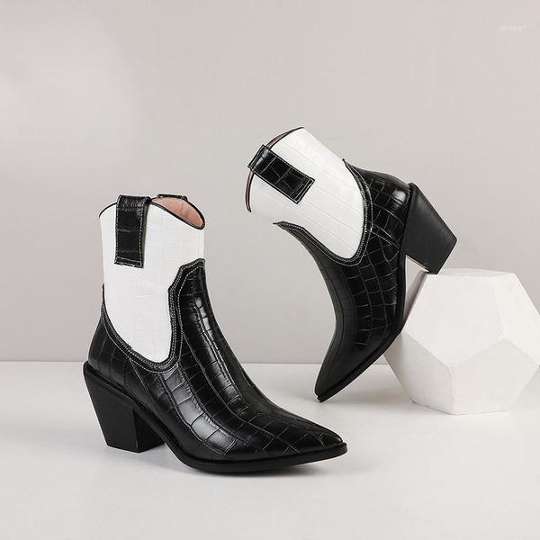 boots ymechic patchwork white black pu embossed leather block heel pointed toe women winter shoes ankle western high cowboy boots1
boots ymechic patchwork white black pu embossed leather block heel pointed toe women winter shoes ankle western high cowboy boots1