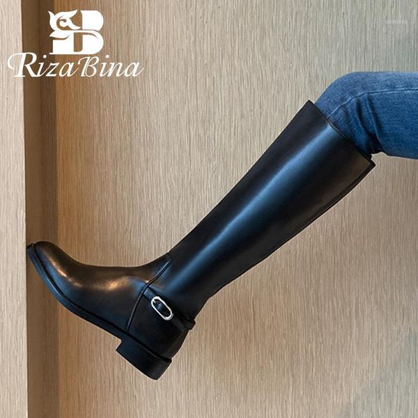 rizabina women knee boots metal buckle pointed toe side zipper shoes flats winter warm boots fashion party footwear size 34-391, Black
rizabina women knee boots metal buckle pointed toe side zipper shoes flats winter warm boots fashion party footwear size 34-391, Black