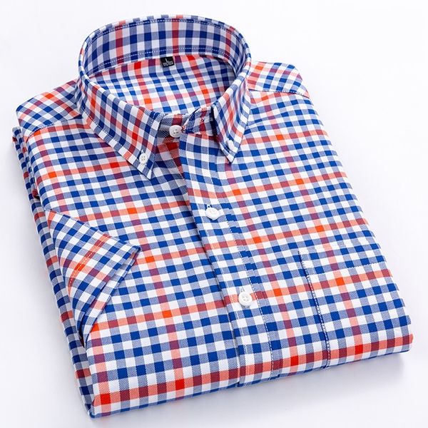 men's casual short-sleeve checkered shirts standard-fit summer thin soft 100% cotton button-down plaid striped dress shirt y200107, White;black
men's casual short-sleeve checkered shirts standard-fit summer thin soft 100% cotton button-down plaid striped dress shirt y200107, White;black