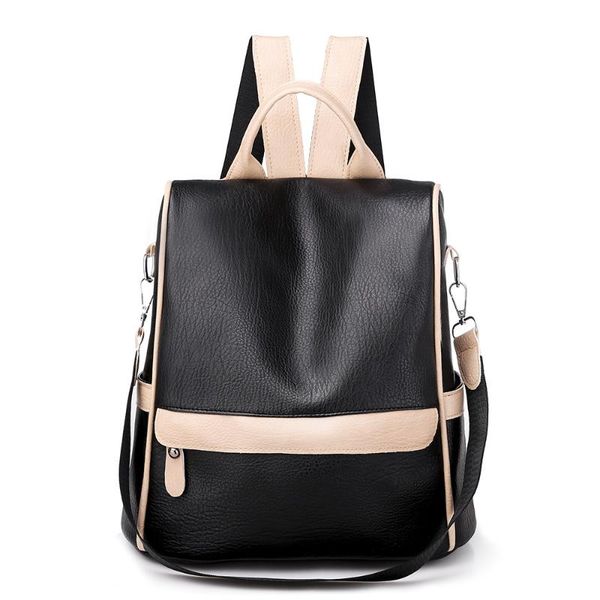 backpack style women's bag fashion pu large capacity schoolbag