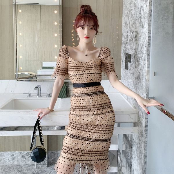 z0rza women's summer mesh 2020 dress square collar dress polka dot new slim slim short sleeve socialite 9202 l7fmj, Black;gray
z0rza women's summer mesh 2020 dress square collar dress polka dot new slim slim short sleeve socialite 9202 l7fmj, Black;gray