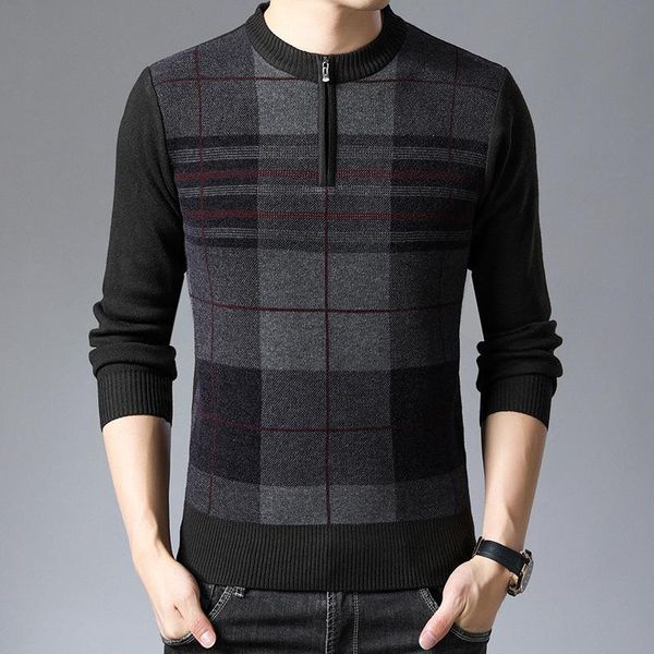 men's sweaters #1396 knitted mens pullover plaid casual basic homme o neck slim knitwear man zipper middle aged dad, White;black
men's sweaters #1396 knitted mens pullover plaid casual basic homme o neck slim knitwear man zipper middle aged dad, White;black