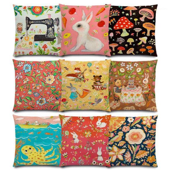 super cute cartoon little animals oil painting flowers leaf bear dog bird floral good cushion cover pillow case1
super cute cartoon little animals oil painting flowers leaf bear dog bird floral good cushion cover pillow case1