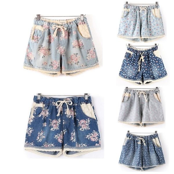 summer style 2020 women casual denim shorts with elastic high waist floral star printed for crop t200701, White;black
summer style 2020 women casual denim shorts with elastic high waist floral star printed for crop t200701, White;black