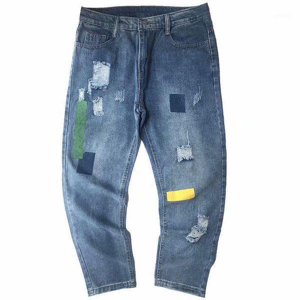 spring autumn 2020 cowboys korean ripped hole hip hop paint splash denim jeans loose wild ankle length pants beggar trousers1, Blue
spring autumn 2020 cowboys korean ripped hole hip hop paint splash denim jeans loose wild ankle length pants beggar trousers1, Blue
