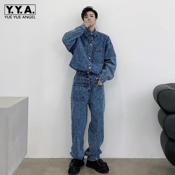 autumn new casual overalls men vintage multi-pockets blue denim cargo-pants single breasted long sleeve jumpsuit streetwear
autumn new casual overalls men vintage multi-pockets blue denim cargo-pants single breasted long sleeve jumpsuit streetwear