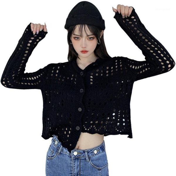 women's knits & tees summer style hollow thin long-sleeved knitted cardigan women's outer short, White
women's knits & tees summer style hollow thin long-sleeved knitted cardigan women's outer short, White