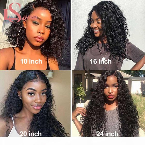 ls hair water wave lace front human hair wigs 180% density remy hair preplucked lace frontal wig, Black 
ls hair water wave lace front human hair wigs 180% density remy hair preplucked lace frontal wig, Black