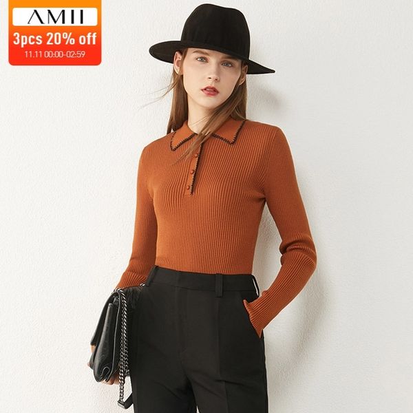 amii minimalism autumn winter women's sweater temperament spliced slim fit lapel women pullover female sweater 12030393 201111, White;black
amii minimalism autumn winter women's sweater temperament spliced slim fit lapel women pullover female sweater 12030393 201111, White;black