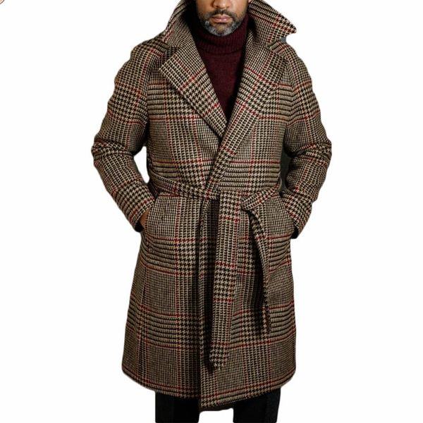 men's wool & blends overcoat streetwear plaid belt long-length woolen warm casual trench coat winter male jacket, Black
men's wool & blends overcoat streetwear plaid belt long-length woolen warm casual trench coat winter male jacket, Black