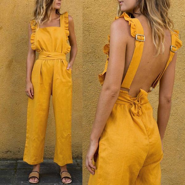 fashion women's summer solid casual sleeveless camisole easy jumpsuits female ruffles with belt regular jumpsuit clothes 2019, Black;white
fashion women's summer solid casual sleeveless camisole easy jumpsuits female ruffles with belt regular jumpsuit clothes 2019, Black;white