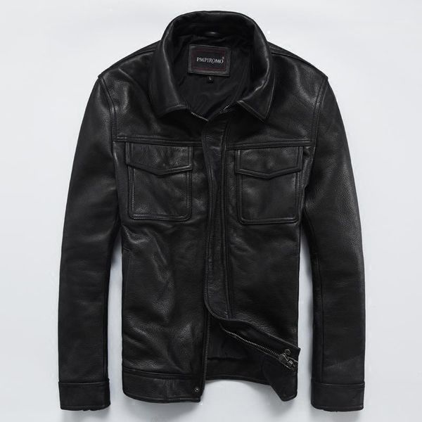 2018 new men's genuine leather jacket slim short lapels cow leather jacket motorcycle men's clothing1, Black
2018 new men's genuine leather jacket slim short lapels cow leather jacket motorcycle men's clothing1, Black