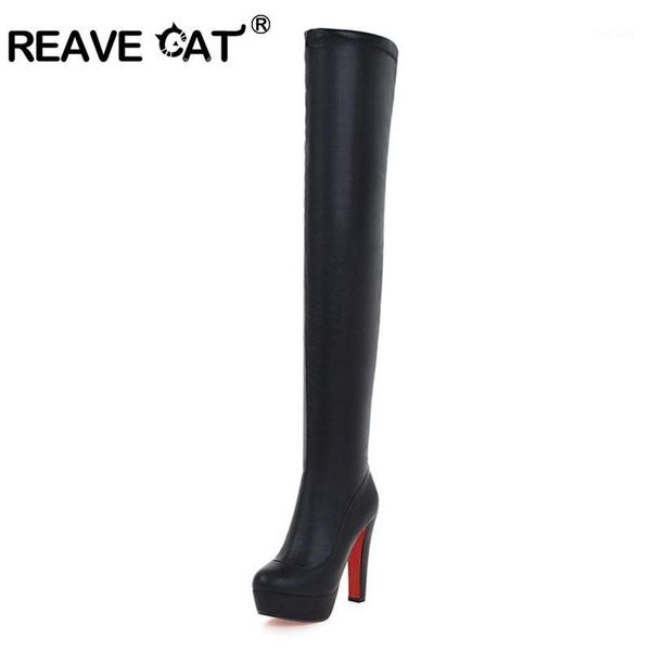reave cat woman shoes platform boots over the knee boots block heels black booties1
reave cat woman shoes platform boots over the knee boots block heels black booties1