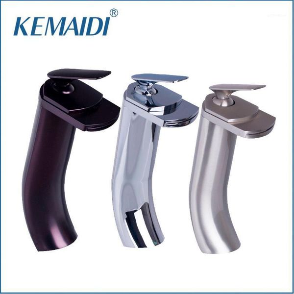 

bathroom sink faucets kemaidi polished chromeorb waterfall mixer basin faucet single banheiro torneira long tap1