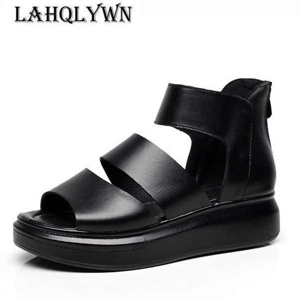 genuine leather women's sandals flat platform shoes woman gladiator sandals ladies summer ankle boots female beach shoes c300, Black
genuine leather women's sandals flat platform shoes woman gladiator sandals ladies summer ankle boots female beach shoes c300, Black