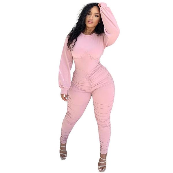 elegant ruched solid bodycon women jumpsuit o neck long sleeve stacked leggings clothing, Black;white
elegant ruched solid bodycon women jumpsuit o neck long sleeve stacked leggings clothing, Black;white