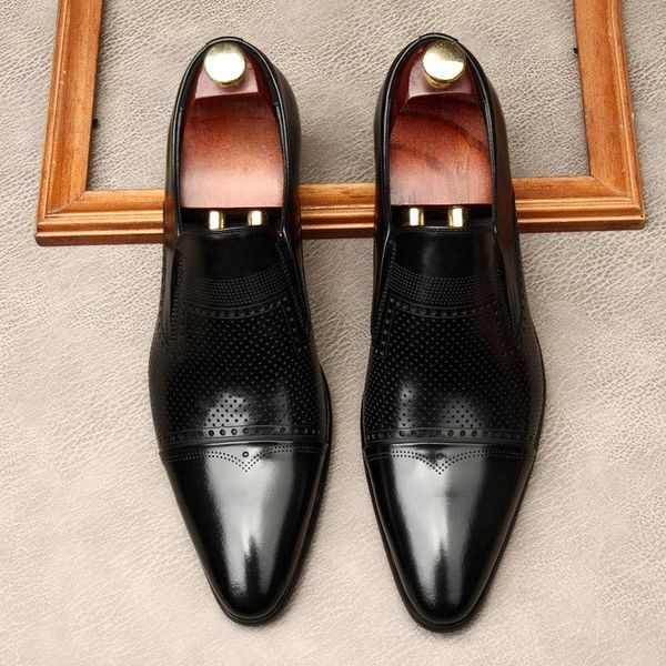 dress shoes classic genuine leather formal man italian slip on pointed toe brogue carved handmade men's wedding party g45, Black
dress shoes classic genuine leather formal man italian slip on pointed toe brogue carved handmade men's wedding party g45, Black