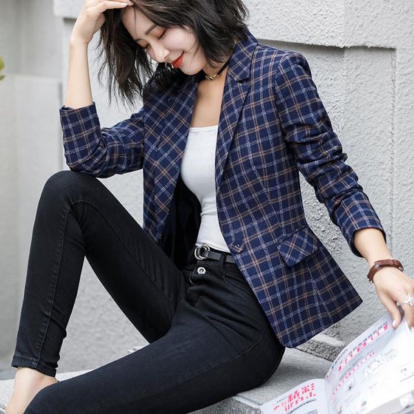 women's suits & blazers soft comfortable plaid jacket with pocket lady office wear single button casual style women blazer coat, White;black
women's suits & blazers soft comfortable plaid jacket with pocket lady office wear single button casual style women blazer coat, White;black