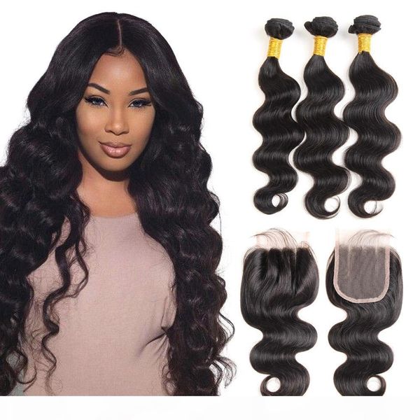 brazilian virgin human hair weave unprocessed body wave natural color 4x4 lace closure with three bundles from elibess, Black;brown
brazilian virgin human hair weave unprocessed body wave natural color 4x4 lace closure with three bundles from elibess, Black;brown