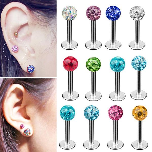 1pc surgical steel crystal labret lip stud colorful ferido ball epoxy cz gem ball ear cartilage tragus piercing stud earring 16g q sqczty, Silver
1pc surgical steel crystal labret lip stud colorful ferido ball epoxy cz gem ball ear cartilage tragus piercing stud earring 16g q sqczty, Silver