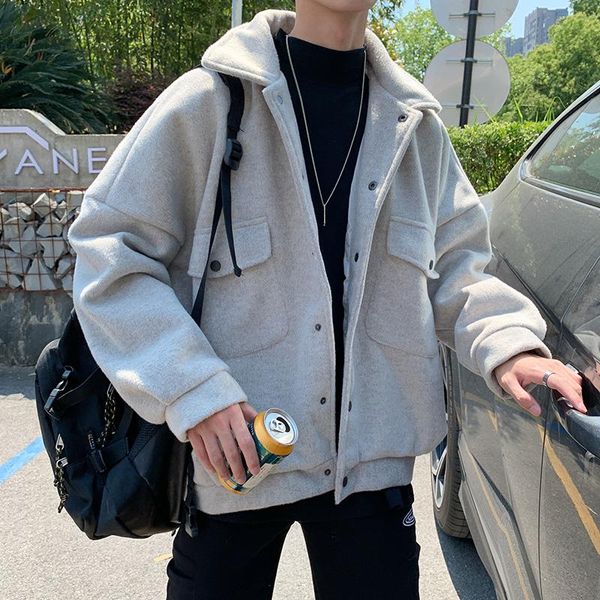 men's wool & blends winter thick shorts woolen coat warm fashion solid color casual jacket men streetwear loose korean mens, Black
men's wool & blends winter thick shorts woolen coat warm fashion solid color casual jacket men streetwear loose korean mens, Black