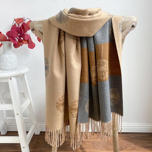 scarves autumn and winter 2021 korean version cashmere dandelion jacquard women's scarf fashion tassel thickening warm super shawl, Blue;gray
scarves autumn and winter 2021 korean version cashmere dandelion jacquard women's scarf fashion tassel thickening warm super shawl, Blue;gray