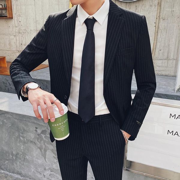 men's suit fall trend 2020 english business leisure one button slim stripe suit men's banquet dress slim straight men1, White;black
men's suit fall trend 2020 english business leisure one button slim stripe suit men's banquet dress slim straight men1, White;black
