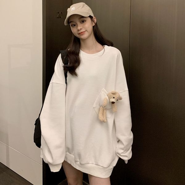 phrjm long style loose cute bear design round sleeve korean pullover neck pullover sweater sweater zkibf, Black
phrjm long style loose cute bear design round sleeve korean pullover neck pullover sweater sweater zkibf, Black