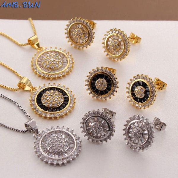 mhs.sun round zircon pendant necklace earrings for women jewelry set gold/silver color chain crystal necklace for party
mhs.sun round zircon pendant necklace earrings for women jewelry set gold/silver color chain crystal necklace for party