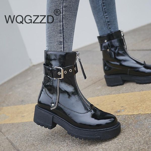 boots winter shoes women's genuine leather thick bottom rivets western cowboy zipper fasteners mid-calf mujer, Black
boots winter shoes women's genuine leather thick bottom rivets western cowboy zipper fasteners mid-calf mujer, Black