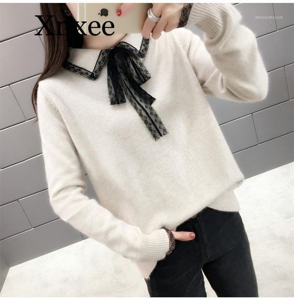 women's sweaters elegant lace turn-down collor sweater women jumper 2021 autumn winter long sleeve knitted pullover female khaki lace1, White;black
women's sweaters elegant lace turn-down collor sweater women jumper 2021 autumn winter long sleeve knitted pullover female khaki lace1, White;black