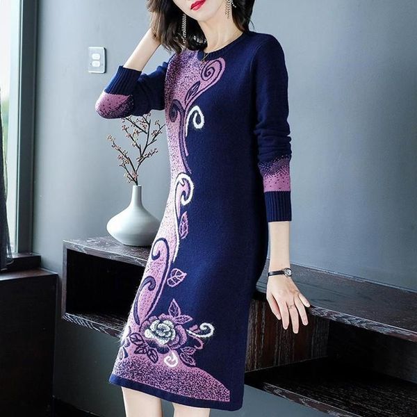 new high elasticity slim sweater dress elegant printed women winter warm vintage floral lady knitted party one piece dresses, Black;gray
new high elasticity slim sweater dress elegant printed women winter warm vintage floral lady knitted party one piece dresses, Black;gray