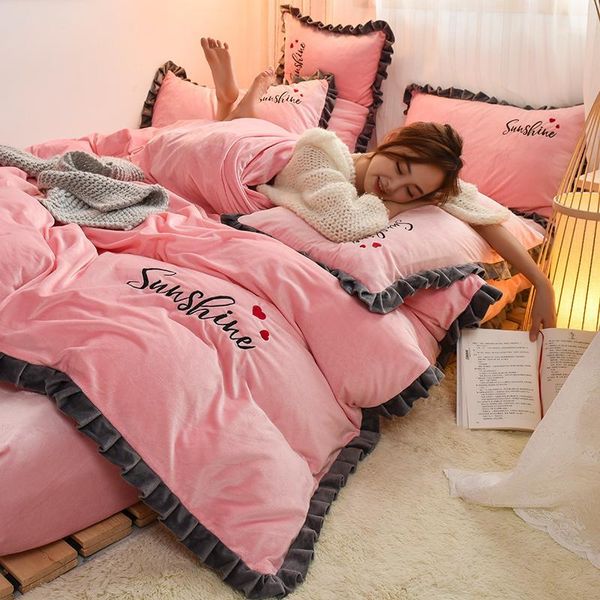 bedding sets princess style winter coral fleece thick double-sided crystal velvet bed sheet flannel quilt cover1
bedding sets princess style winter coral fleece thick double-sided crystal velvet bed sheet flannel quilt cover1