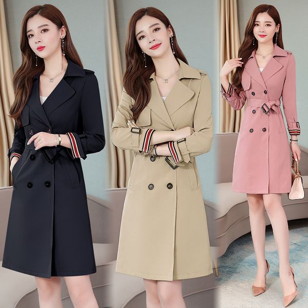 womens trench coat 3 colors pink khaki navy autumn winter kneel-length casual office elegant duster coat korean style overcoat 201031, Tan;black
womens trench coat 3 colors pink khaki navy autumn winter kneel-length casual office elegant duster coat korean style overcoat 201031, Tan;black