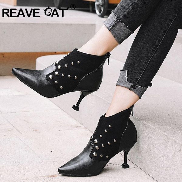 boots reave cat designed ankle for woman slim thin high heels rivets party weddding booties winter autunmn botas feminino, Black
boots reave cat designed ankle for woman slim thin high heels rivets party weddding booties winter autunmn botas feminino, Black