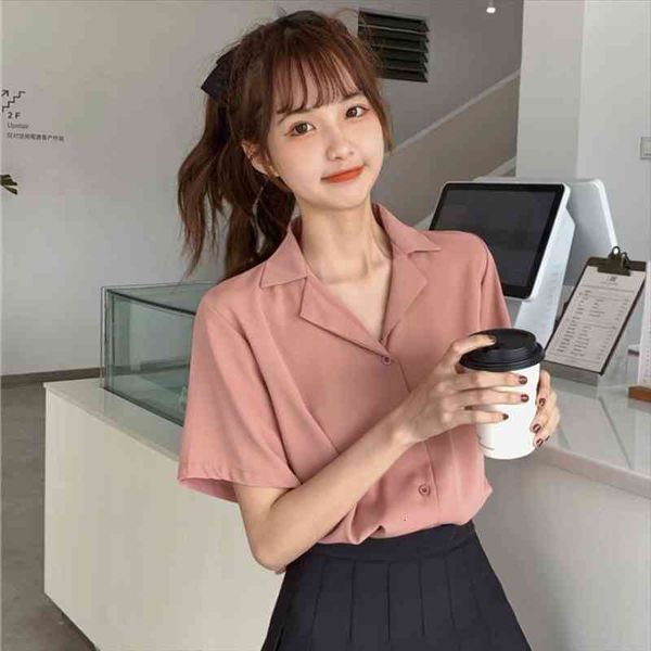 turndown collar short sleeve chiffon shirt blouse women office ol overalls shirt casual button loose summer simple, White
turndown collar short sleeve chiffon shirt blouse women office ol overalls shirt casual button loose summer simple, White