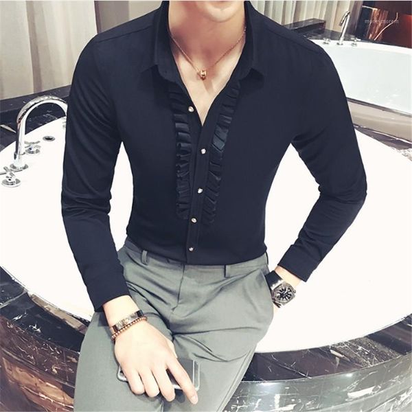 men's dress shirts male high-end business casual evening shirt fashion slim solid color long-sleeved nightclub bar casual1, White;black
men's dress shirts male high-end business casual evening shirt fashion slim solid color long-sleeved nightclub bar casual1, White;black