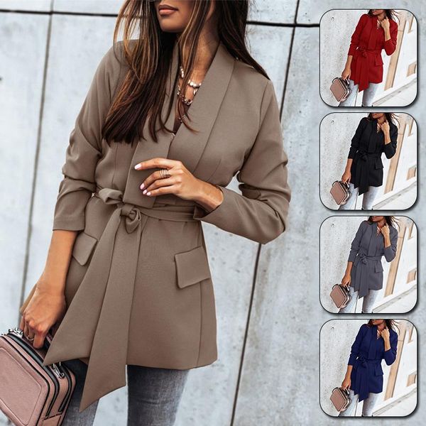 women sashes blazer casua long sleeve coat spring autumn fashion 2021 office commuter turn-down collar woman cardigan jacket, White;black
women sashes blazer casua long sleeve coat spring autumn fashion 2021 office commuter turn-down collar woman cardigan jacket, White;black